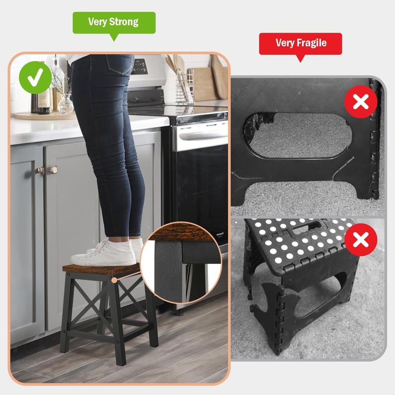 YINMIT Step Stools for Adults and Kids, Wooden Small Step Stool with Non-Slip Feet, Rectangular Stepping Stool for High Bed, Using for Bedroom, Kitchen and Living Room, Hold Up to 500 lbs - Image 2